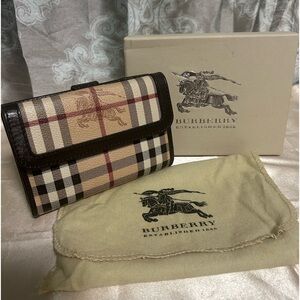 Burberry Beige/Tan/Black/Cream Check Trifold Wallet